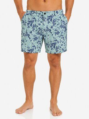 Bass Pro Shops Men's Swim Trunks XL Tropical Palm Leaf Print 7" Inseam Waist 40